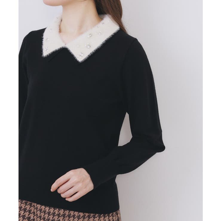 ダブルビジューフェザー衿付きニット【洗濯機OK】 | index | 詳細画像17 