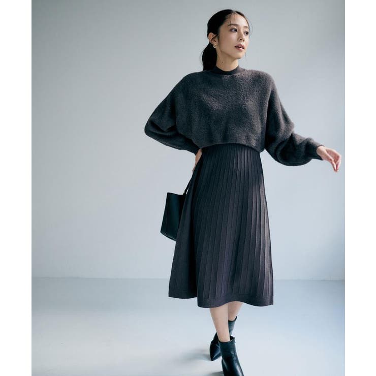 ラメフェザープルオーバーセット ニットワンピース【洗濯機OK】《XS～LL》 | index | 詳細画像1 