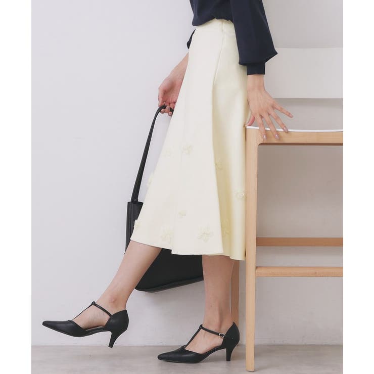 フラワーモチーフニットフレアスカート【洗える】 | index | 詳細画像7 