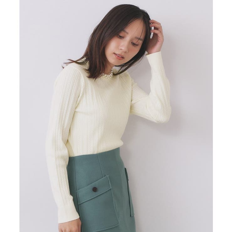 パール調ネックケーブルニット【洗濯機OK】 | index | 詳細画像2 