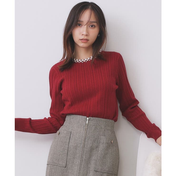 パール調ネックケーブルニット【洗濯機OK】 | index | 詳細画像6 