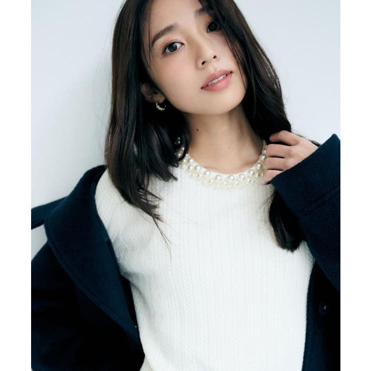 パール調ネックケーブルニット【洗濯機OK】 | index | 詳細画像1 