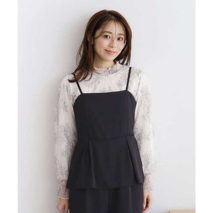 ブラック(019) | ペプラムレイヤードサロペット【洗濯機洗い可/イージーアイロン】 | index