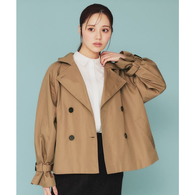 ベージュ(052) | キャンディースリーブショートトレンチコート【洗濯機洗い可/撥水/静電気防止】 | index