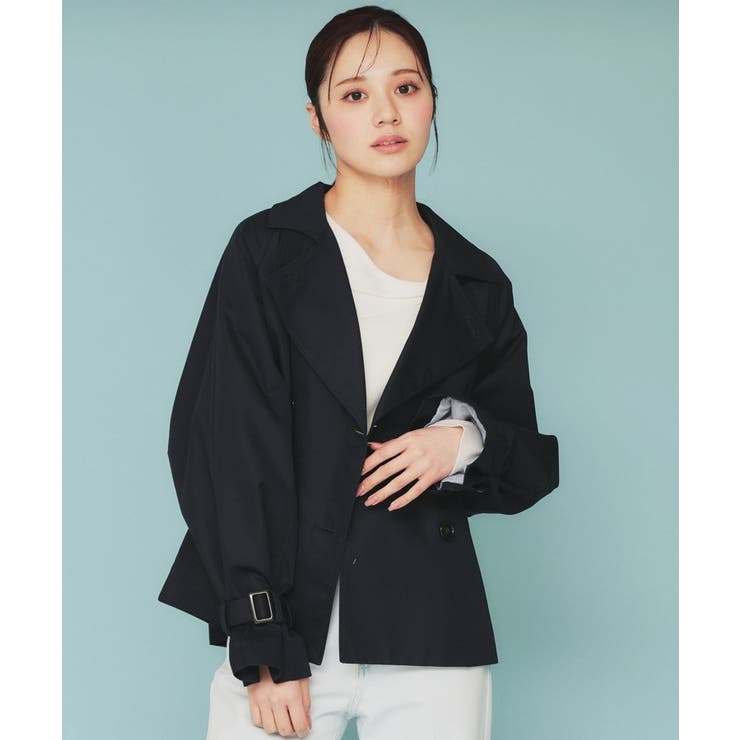 ネイビー(094) | キャンディースリーブショートトレンチコート【洗濯機洗い可/撥水/静電気防止】 | index