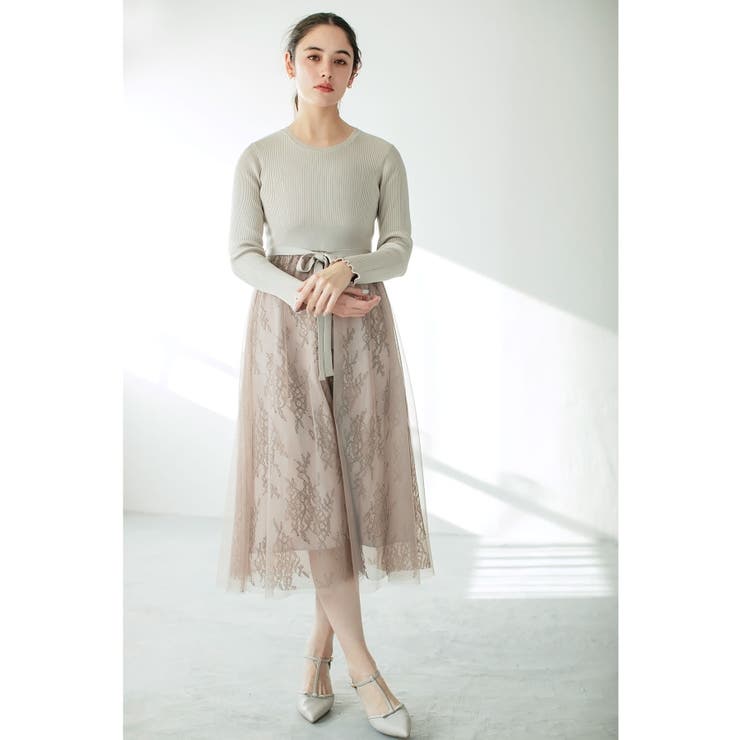 チュールレーススカートドッキングワンピース【洗濯機洗い可】 | index | 詳細画像2 