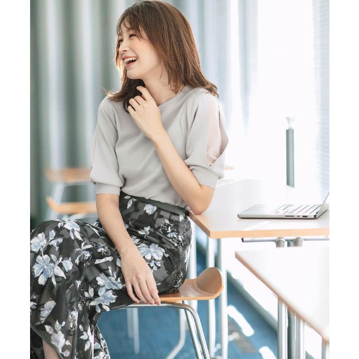 花柄マーメイドフレアスカート【洗濯機洗い可】 | index | 詳細画像1 