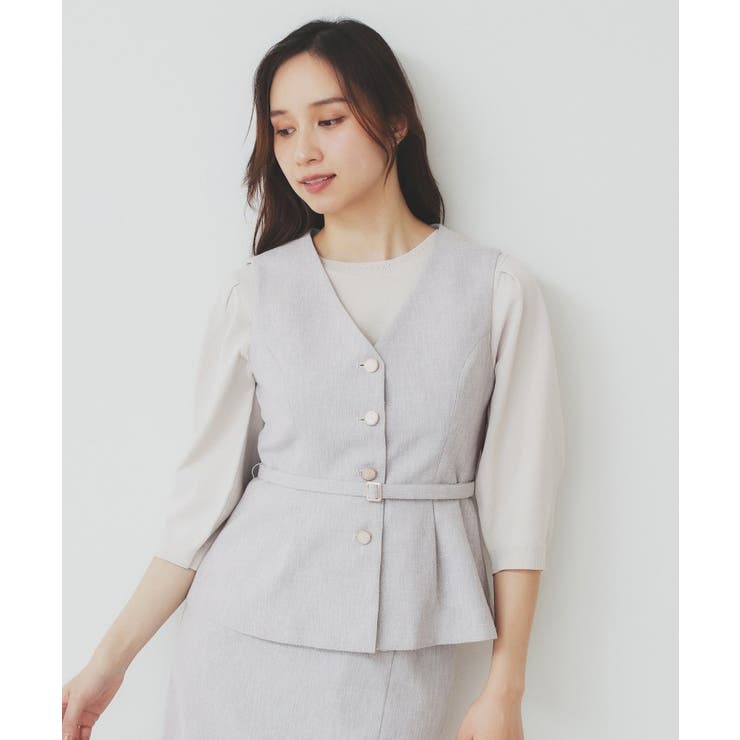 麻混ラメツイードペプラムジレ/セットアップ対応【洗濯機洗い可】 | index | 詳細画像18 