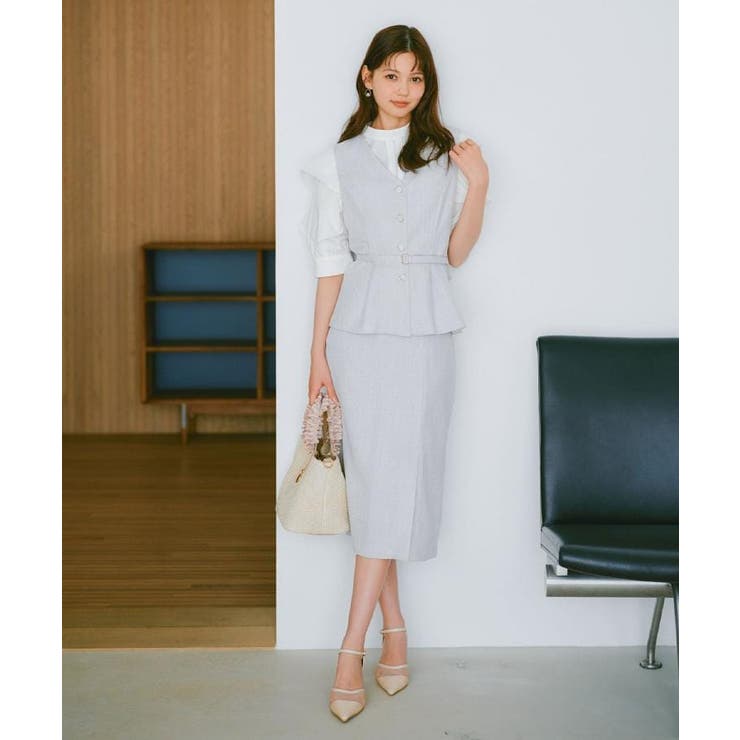 麻混ラメツイードペプラムジレ/セットアップ対応【洗濯機洗い可】 | index | 詳細画像2 