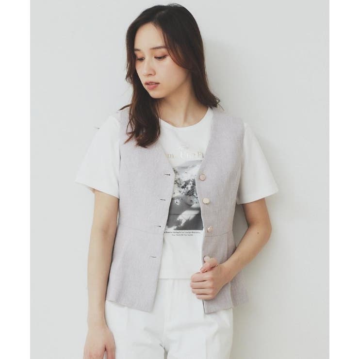 麻混ラメツイードペプラムジレ/セットアップ対応【洗濯機洗い可】 | index | 詳細画像10 