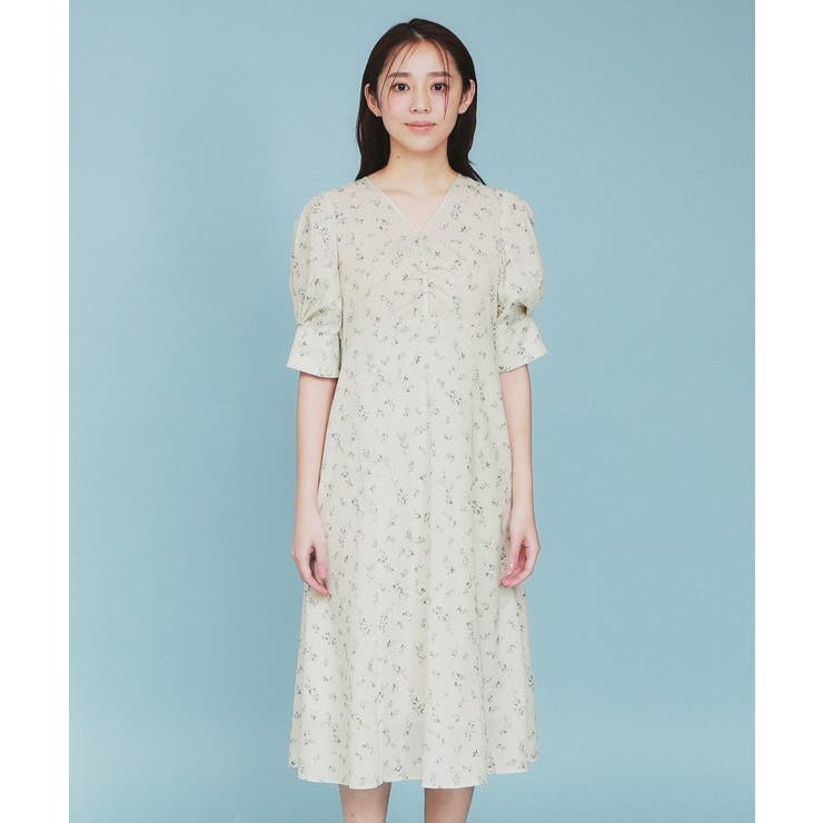 フラワーVネックフレアワンピース【洗濯機洗い可/イージーアイロン】 | index | 詳細画像13 