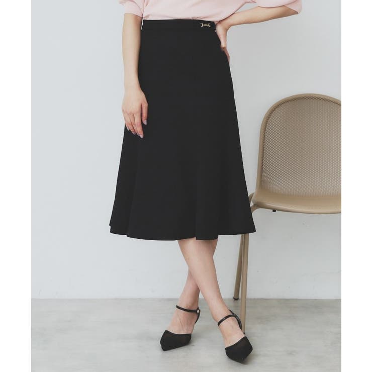 ブラック(019) | 麻調マーメイドフレアスカート【洗濯機洗い可 吸水速乾 防シワ | index