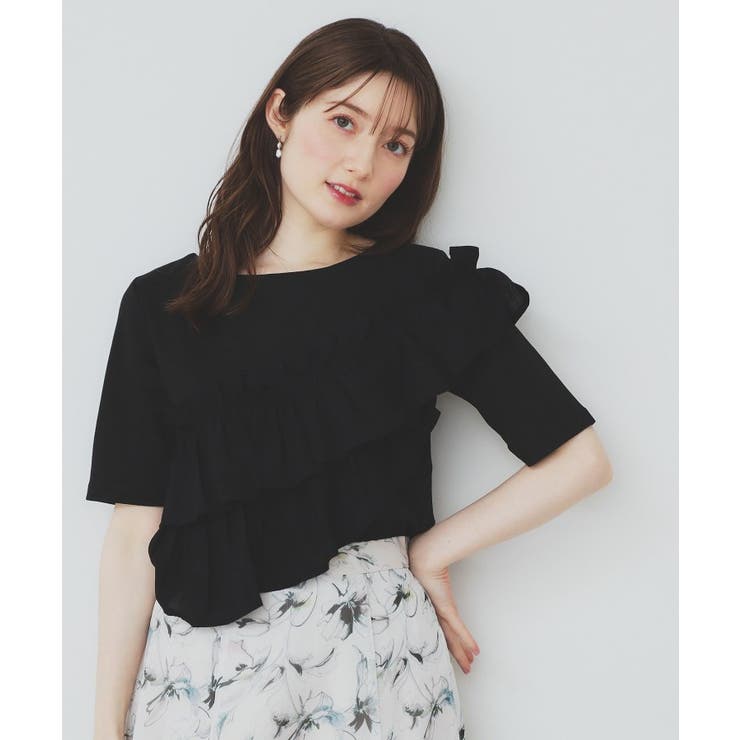 ブラック(019) | アシメフリルトップス【UV/接触冷感/洗濯機洗い可】 | index