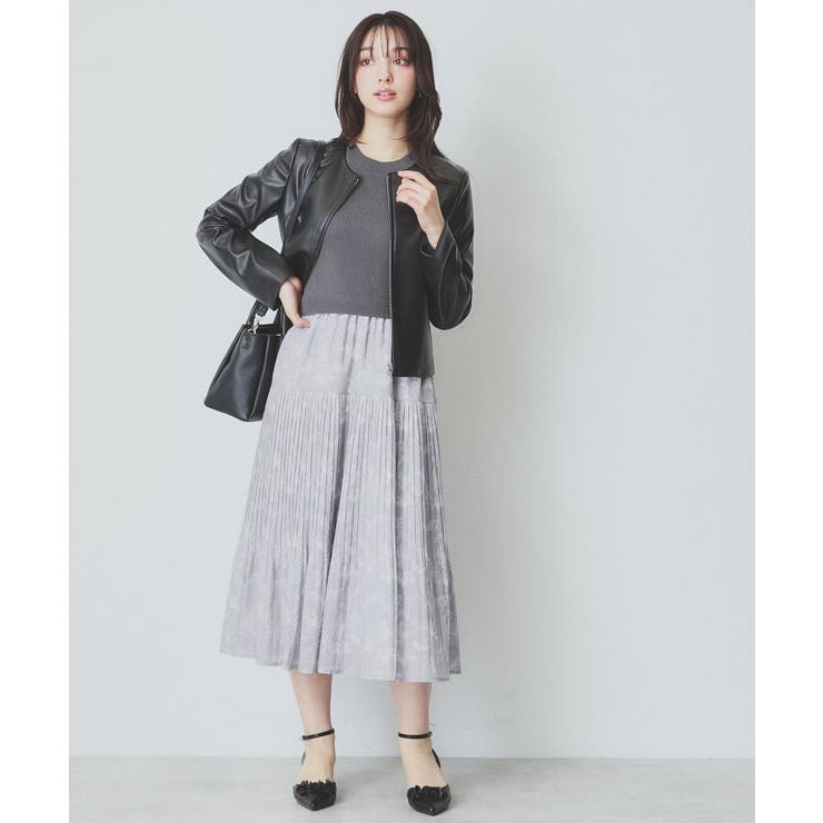 《ツインセット》カーディガン×ニットドッキングワンピース【洗濯機洗い可】 | index | 詳細画像8 