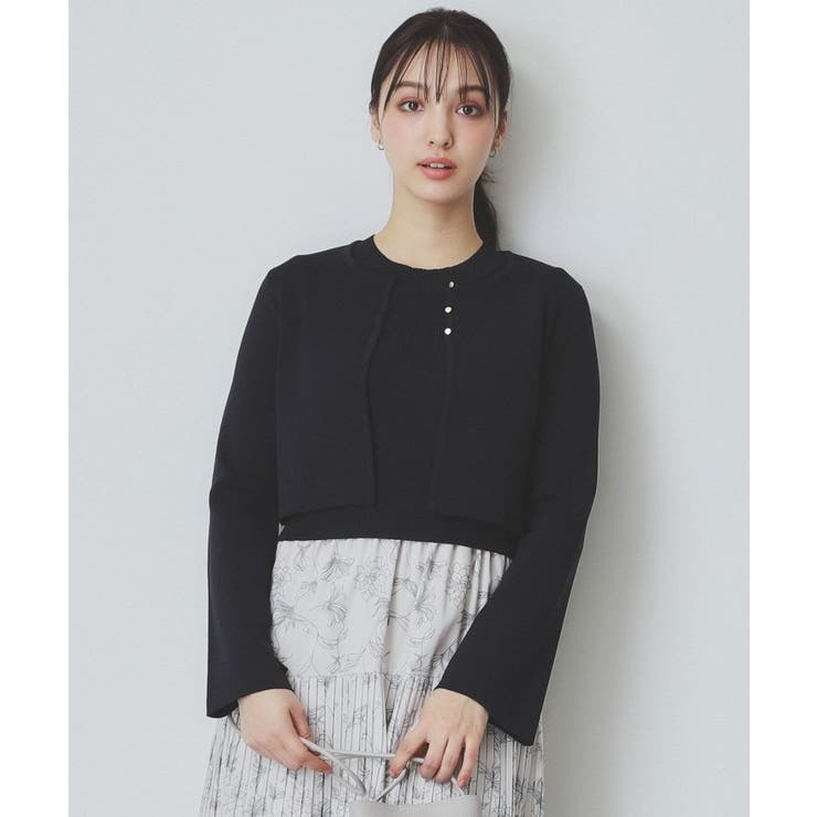 《ツインセット》カーディガン×ニットドッキングワンピース【洗濯機洗い可】 | index | 詳細画像18 