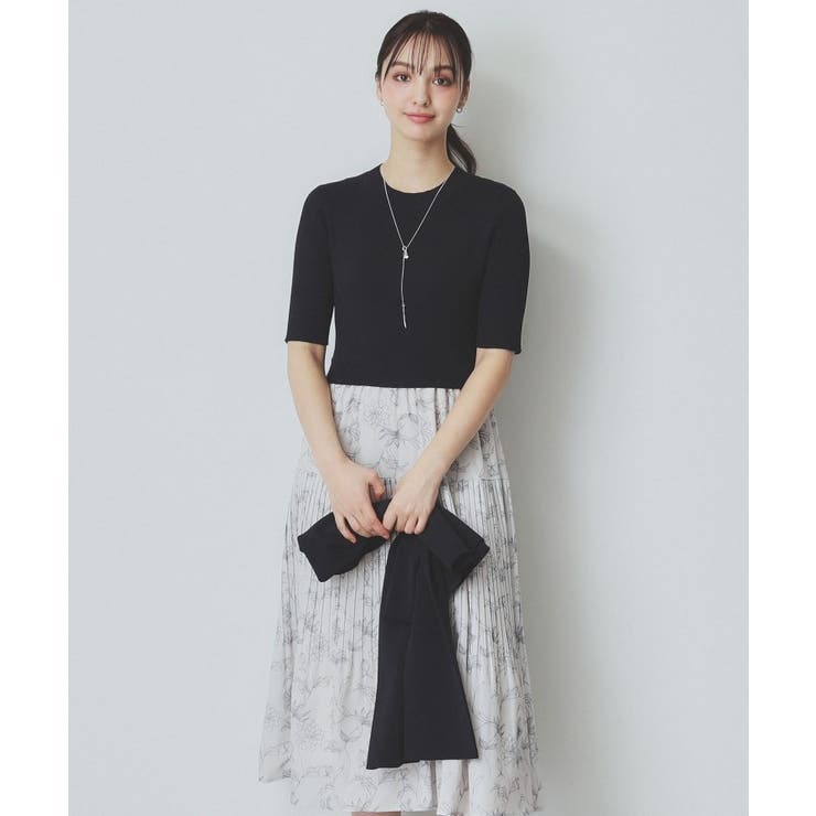 《ツインセット》カーディガン×ニットドッキングワンピース【洗濯機洗い可】 | index | 詳細画像19 