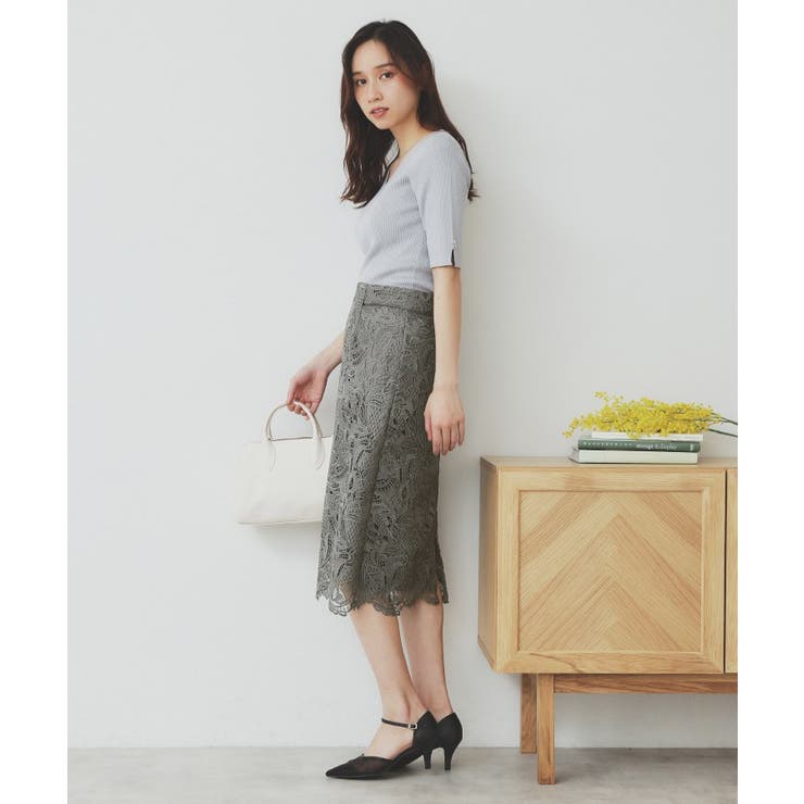 《XS-LLサイズ》フラワーレースタイトスカート【洗濯機洗い可】 | index | 詳細画像3 