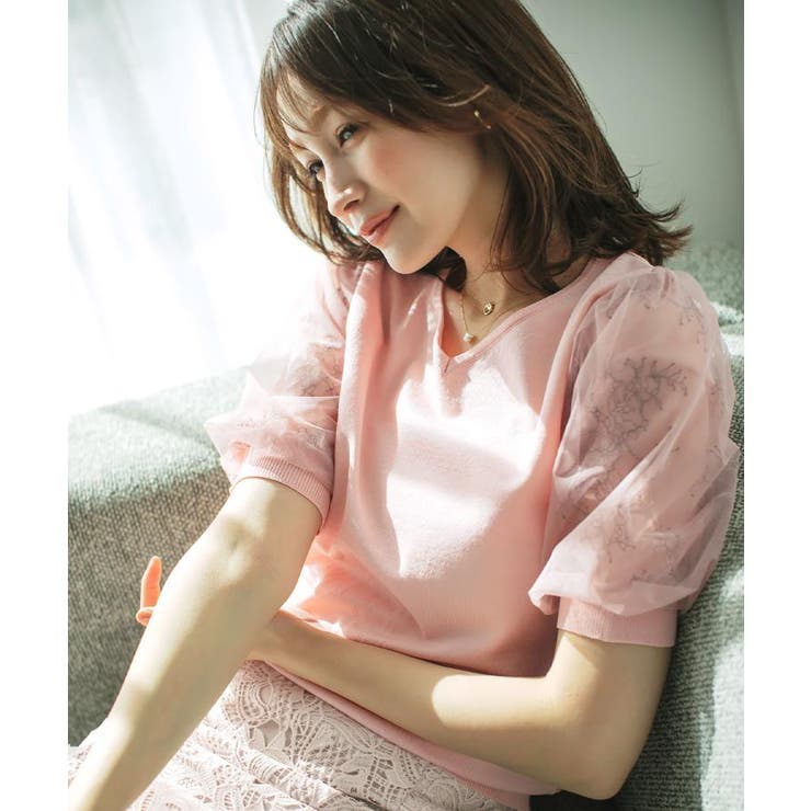 チュールレーススリーブニット【洗濯機洗い可】 | index | 詳細画像1 