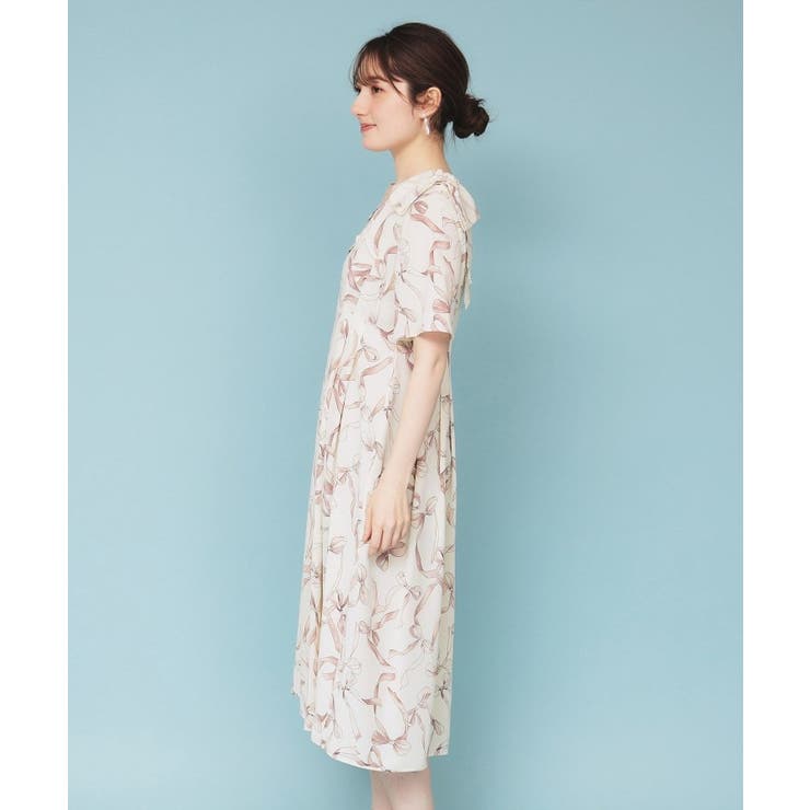 《美人百花掲載》リボン柄タックスリーブワンピース【洗濯機洗い可 イージーアイロン… | index | 詳細画像10 