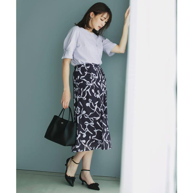 リボン柄マーメイドフレアスカート【洗濯機洗い可/イージーアイロン】 | index | 詳細画像1 