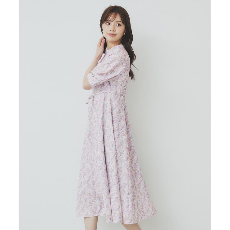 スタンドネック小花柄ワンピース【洗濯機洗い可/イージーアイロン】 | index | 詳細画像1 