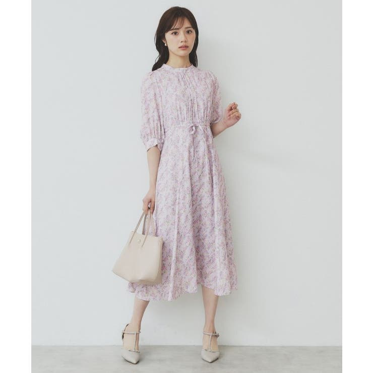 スタンドネック小花柄ワンピース【洗濯機洗い可/イージーアイロン】 | index | 詳細画像2 