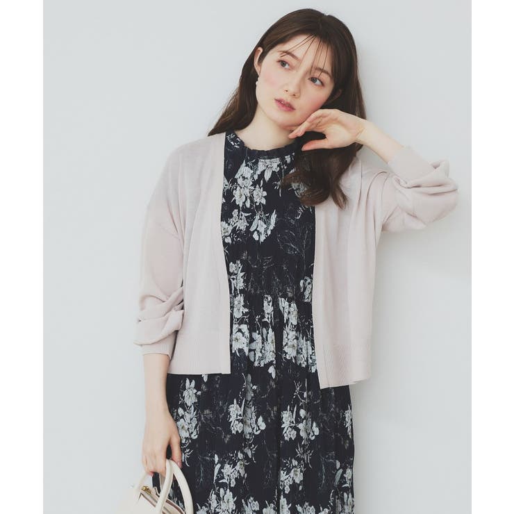 グレージュ(050) | 《6色展開》リラクシーショートカーディガン【洗濯機洗い可/接触冷感/抗ピル】 | index