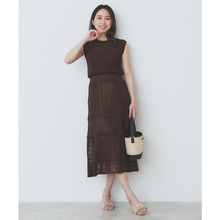 透かし編みノースリーブニット/セットアップ対応【洗濯機洗い可】 | index | 詳細画像2 