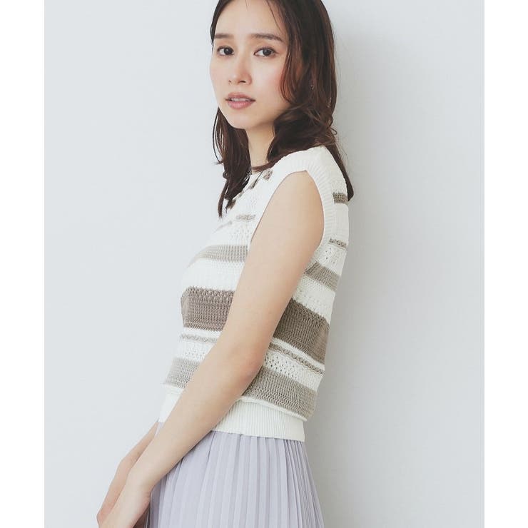 透かし編みノースリーブニット/セットアップ対応【洗濯機洗い可】 | index | 詳細画像13 