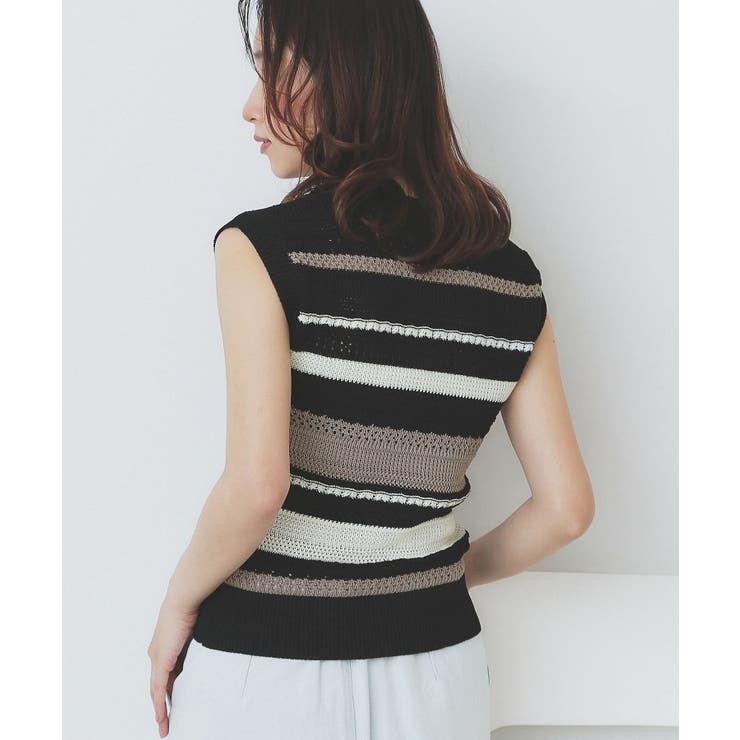 透かし編みノースリーブニット/セットアップ対応【洗濯機洗い可】 | index | 詳細画像9 