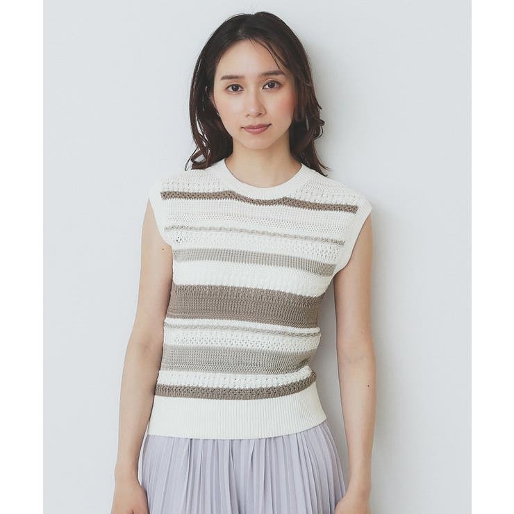 透かし編みノースリーブニット/セットアップ対応【洗濯機洗い可】 | index | 詳細画像17 