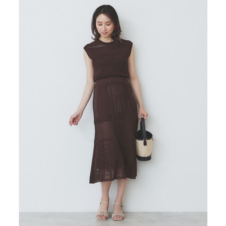 透かし編みフレアニットスカート/セットアップ対応【洗濯機洗い可】 | index | 詳細画像2 