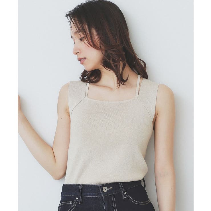 ゴールド(007) | スクエアネックニットタンク【洗濯機洗い可】 | index