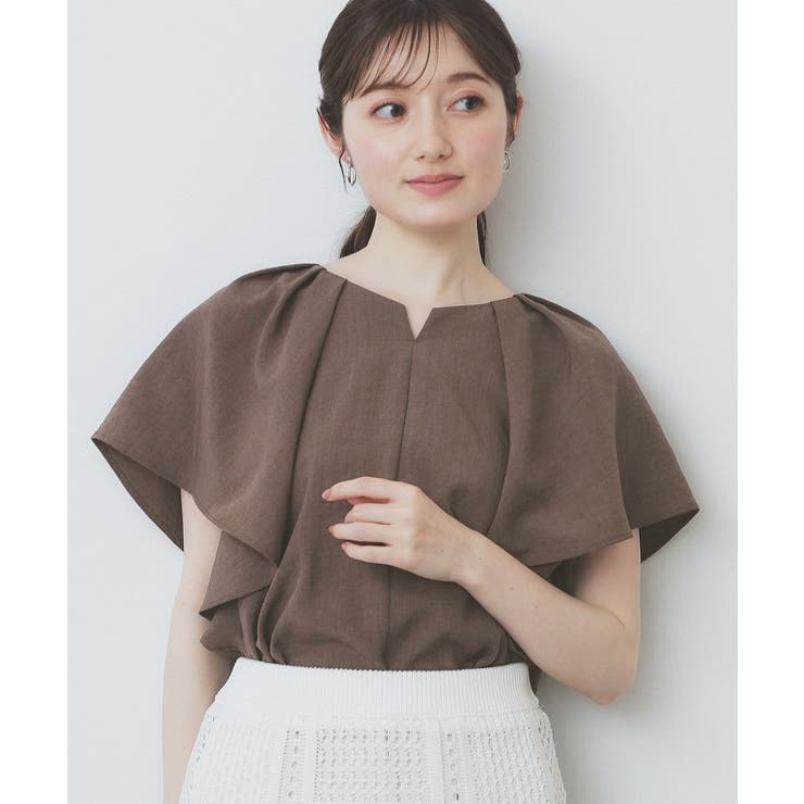 《7色展開 S LLサイズ》フリルタックスリーブキーネックブラウス【吸水速乾 | index | 詳細画像7 