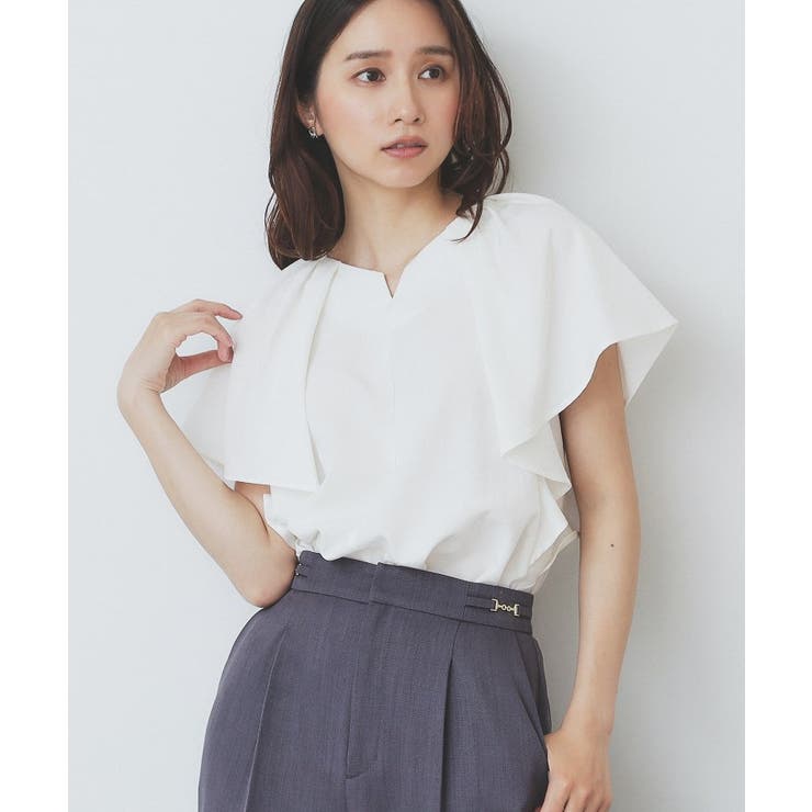 《7色展開 S LLサイズ》フリルタックスリーブキーネックブラウス【吸水速乾 | index | 詳細画像25 