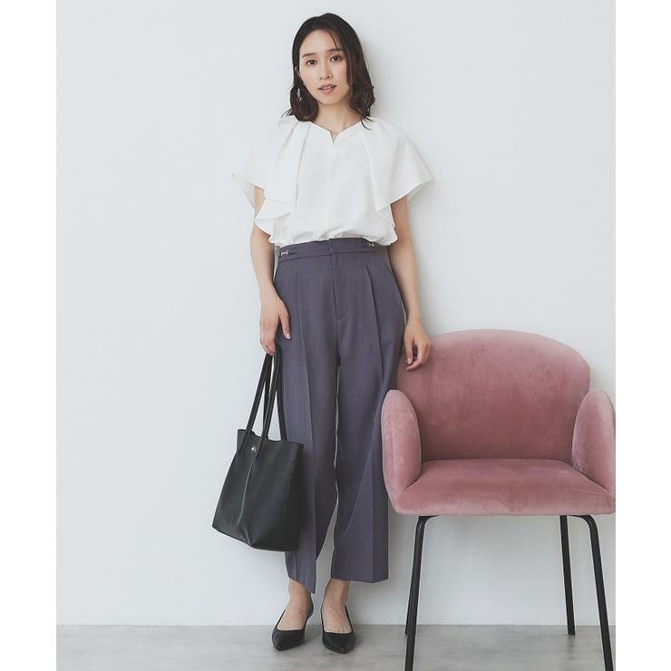 《7色展開 S LLサイズ》フリルタックスリーブキーネックブラウス【吸水速乾 | index | 詳細画像23 