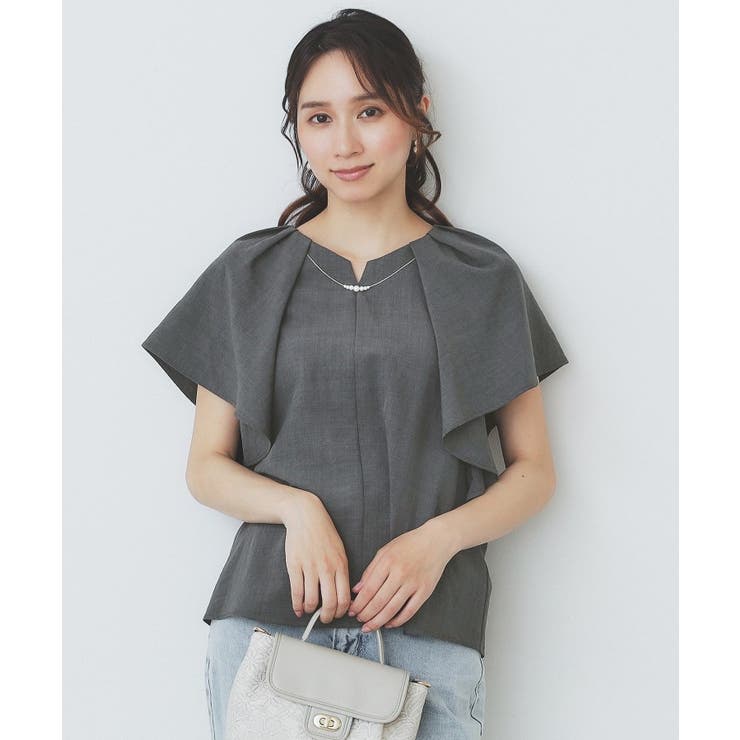 《7色展開 S LLサイズ》フリルタックスリーブキーネックブラウス【吸水速乾 | index | 詳細画像28 