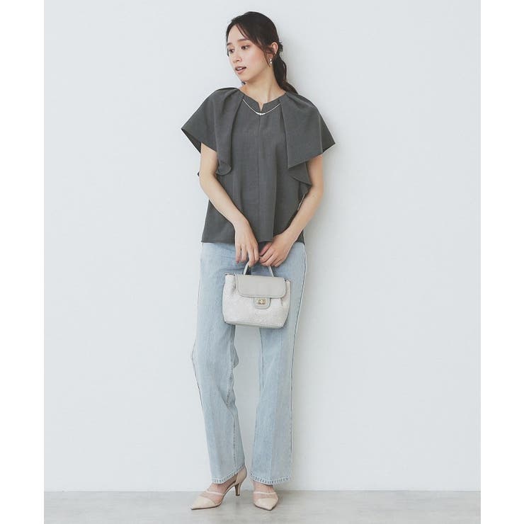 《7色展開 S LLサイズ》フリルタックスリーブキーネックブラウス【吸水速乾 | index | 詳細画像29 