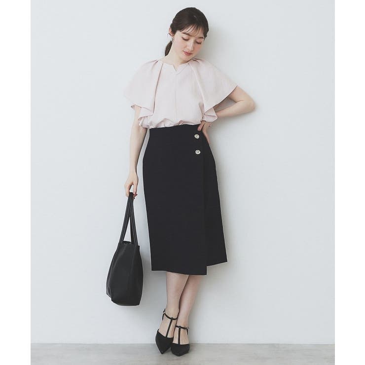 《7色展開 S LLサイズ》フリルタックスリーブキーネックブラウス【吸水速乾 | index | 詳細画像35 