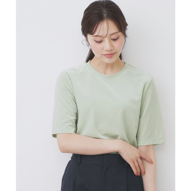 ライトグリーン(020) | 《andGIRL掲載》ベロアボクシーTシャツ【洗濯機洗い可】 | index