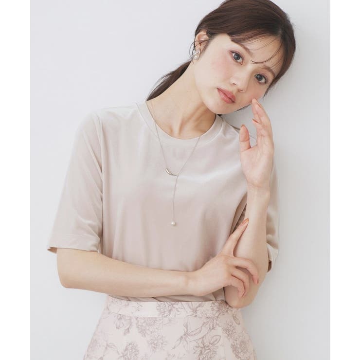 グレージュ(050) | 《andGIRL掲載》ベロアボクシーTシャツ【洗濯機洗い可】 | index