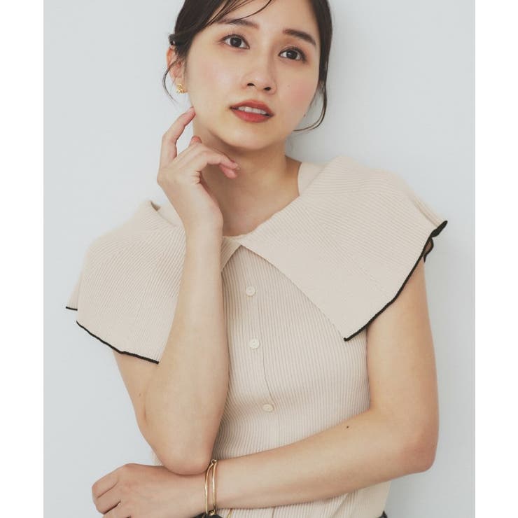 グレージュ(550) | 前後2wayオフショルビッグカラーニット【洗濯機洗い可／抗ピル】 | index