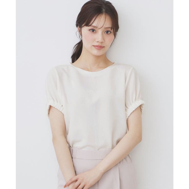 オフホワイト(003) | ドルマンショートトップス【洗濯機洗い可】 | index