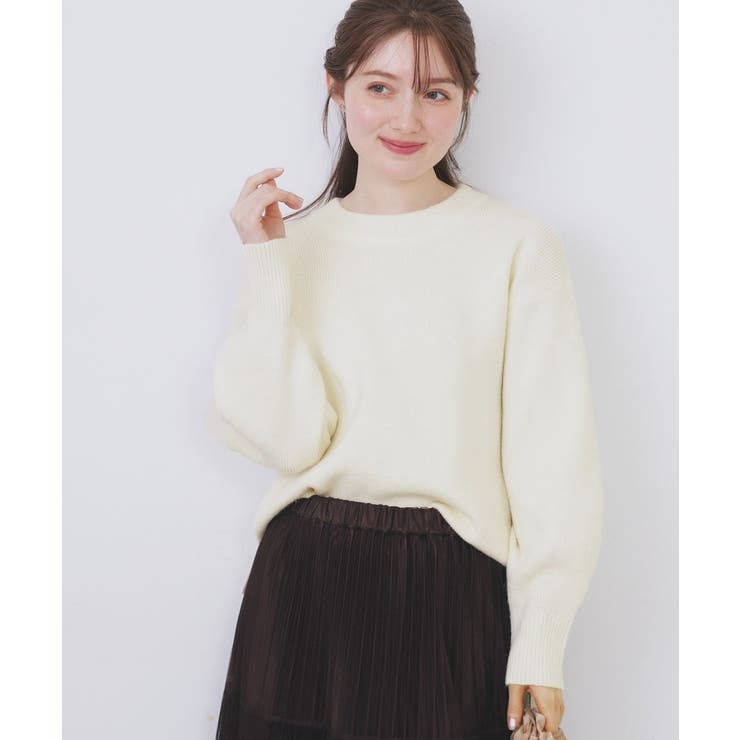 オフホワイト(003) | モックネックボクシーラメニット【洗濯機OK】《7col》 | index