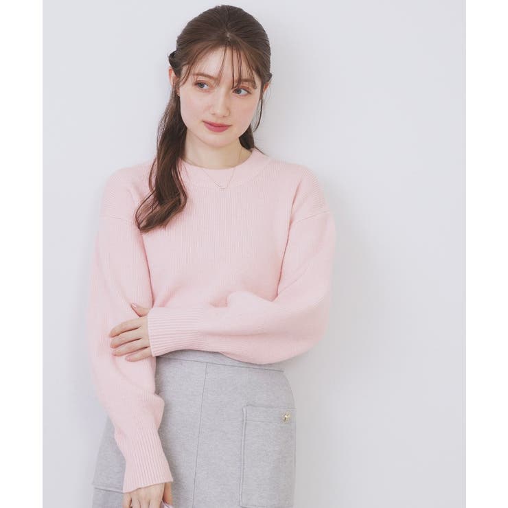 ライトピンク(870) | モックネックボクシーラメニット【洗濯機OK】《7col》 | index