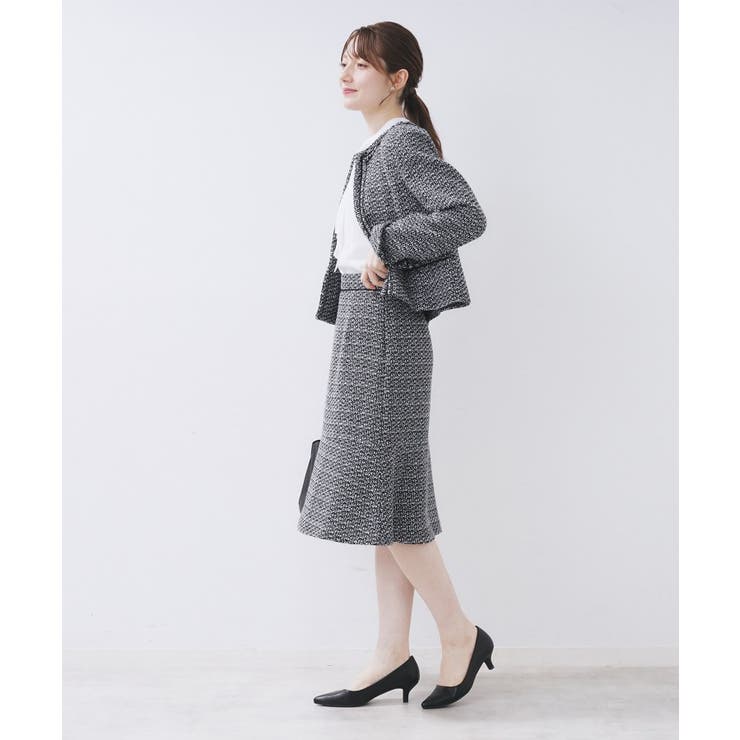 ≪通勤 セレモニー セットアップ対応≫ノーカラーツイードジャケット【洗濯機OK】 | index | 詳細画像21 