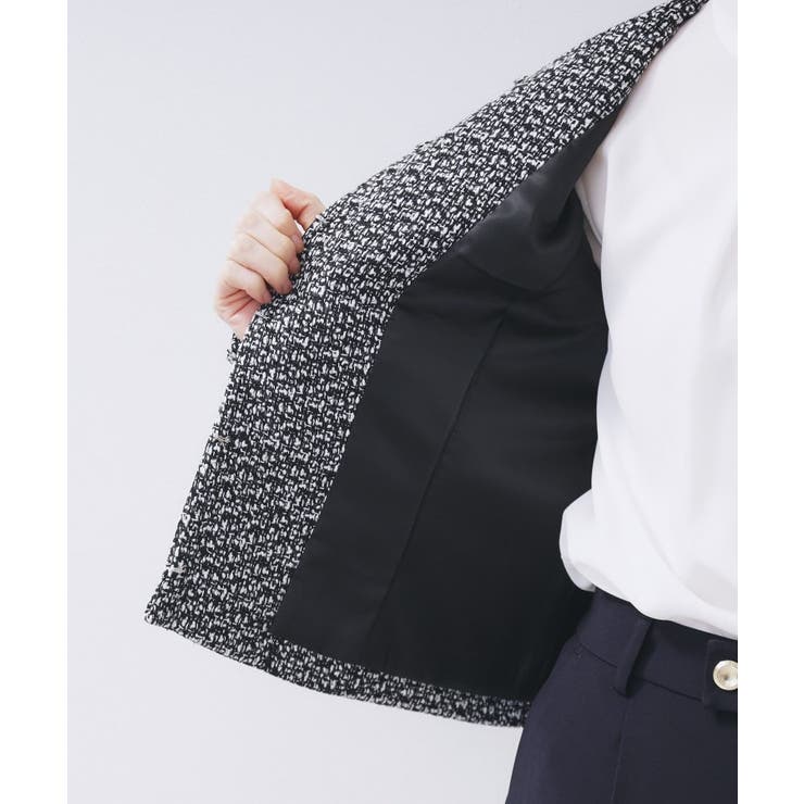 ≪通勤 セレモニー セットアップ対応≫ノーカラーツイードジャケット【洗濯機OK】 | index | 詳細画像25 