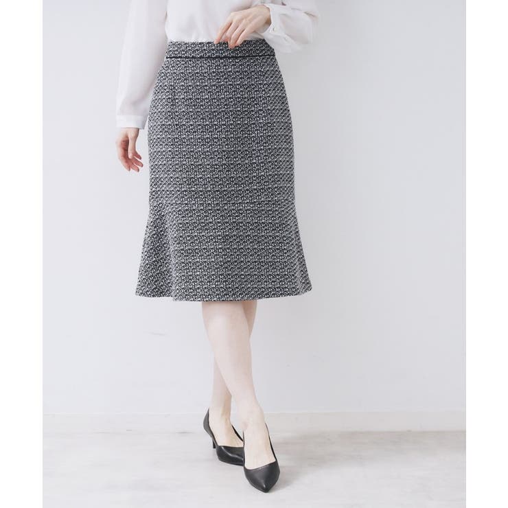 ブラック(519) | ≪通勤・セレモニー/セットアップ対応≫フレアツイードスカート【洗濯機OK】 | index