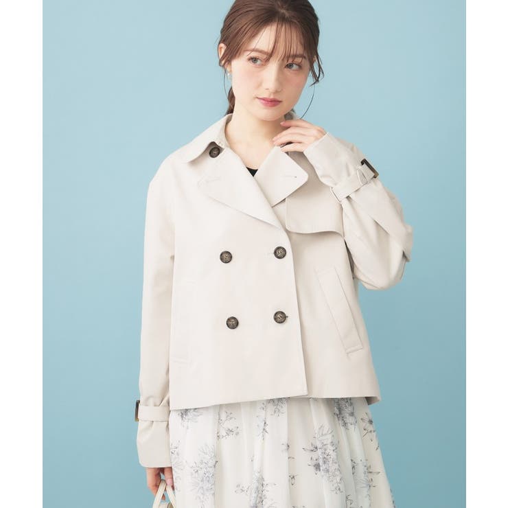 グレージュ(050) | キャンディスリーブショートトレンチコート【洗濯機OK 撥水 防花粉】《5col》 | index