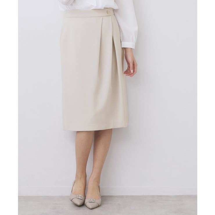 グレージュ(050) | アシンメトリーストレッチタックスカート セットアップ対応 | index